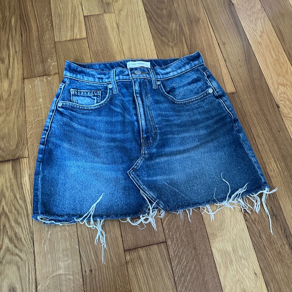 Lucky Brand Distressed Blue Denim Skirt